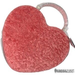 KATE SPADE~"LOVE SHACK" FAUX FUR HEART CROSSBODY Pomegranate Pink BAG/PURSE